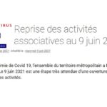 Reprise des activités associatives au 9 juin 2021